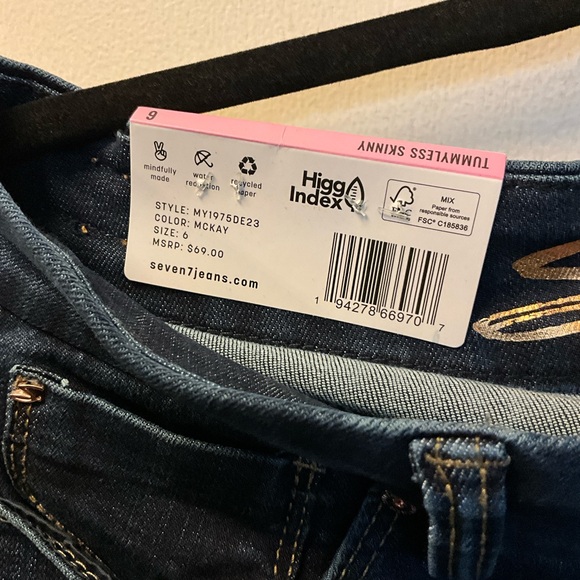 Seven7 Ladies Tummyless High Rise Skinny Jean Dark Blue/McKay Size 6 - Picture 10 of 12